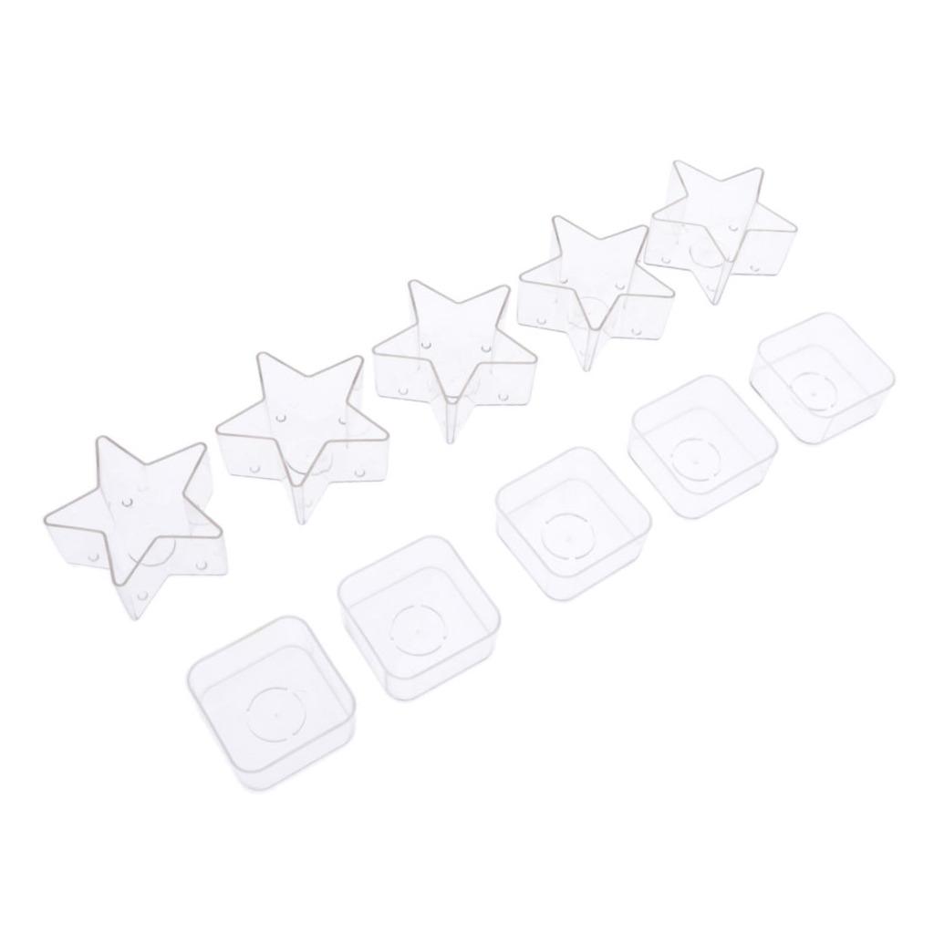 10 Chiếc Vuông Hình Ngôi Sao Nhựa Trong Nến Tealight Cốc Loại Nến Hộp Đựng