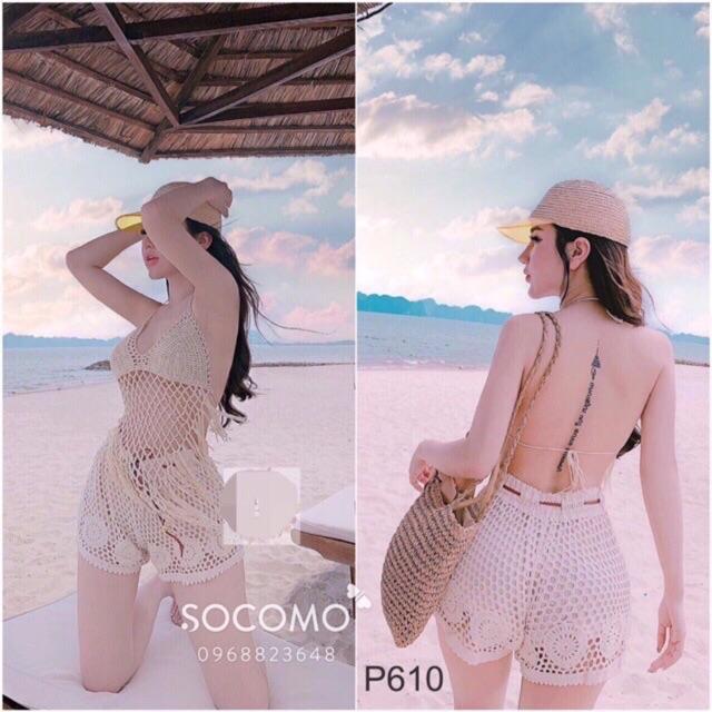 07-Set bikini ren đi biển 2 món áo bra- quần sóc ( có bán rời)