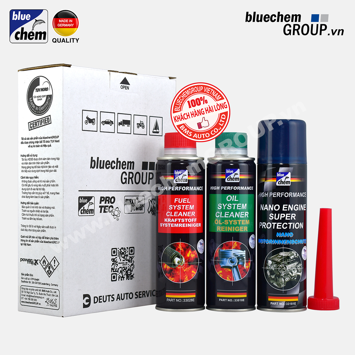 Combo Bluechem Vệ sinh và Bảo vệ Động cơ Xăng Ô tô - Mô tô