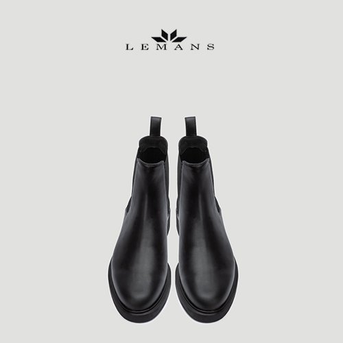 Giày da bò Chelsea Boots Black LEMANS CB66, đế Lemans cao 4cm, boot nam chelsea boot nam, bảo hành 12-24 tháng