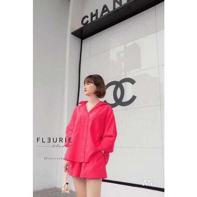 Set áo sơ mi quần short phong cách