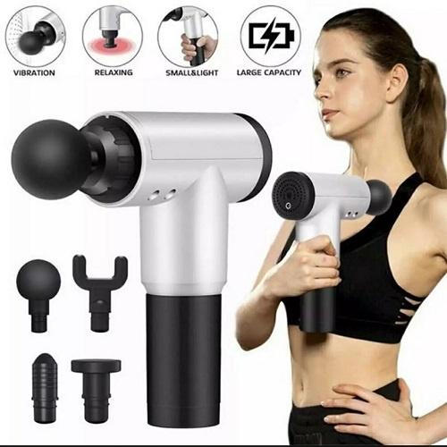 Máy Massage Toàn Thân Fascial Gun, Súng Massage Cơ Thể 4 Đầu 6 Cấp Độ Giảm Đau Mỏi Nhức Cơ Ở Người Già