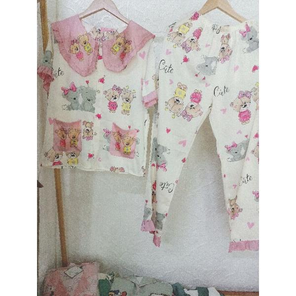 Bộ Đồ Pijama nữ lụa latin Bộ tiểu thư cộc dài áo
