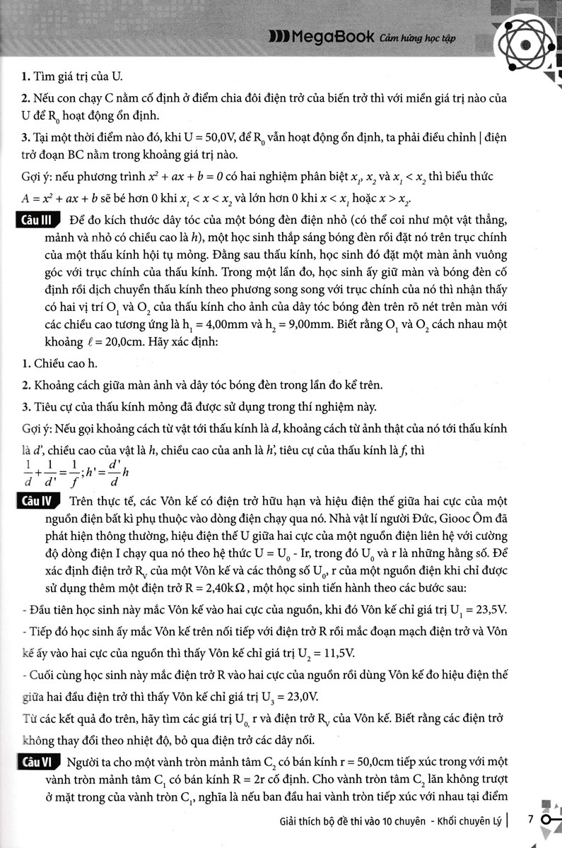 Giải Thích Bộ Đề Thi Vào 10 Chuyên - Khối Chuyên Lý_MEGABOOK