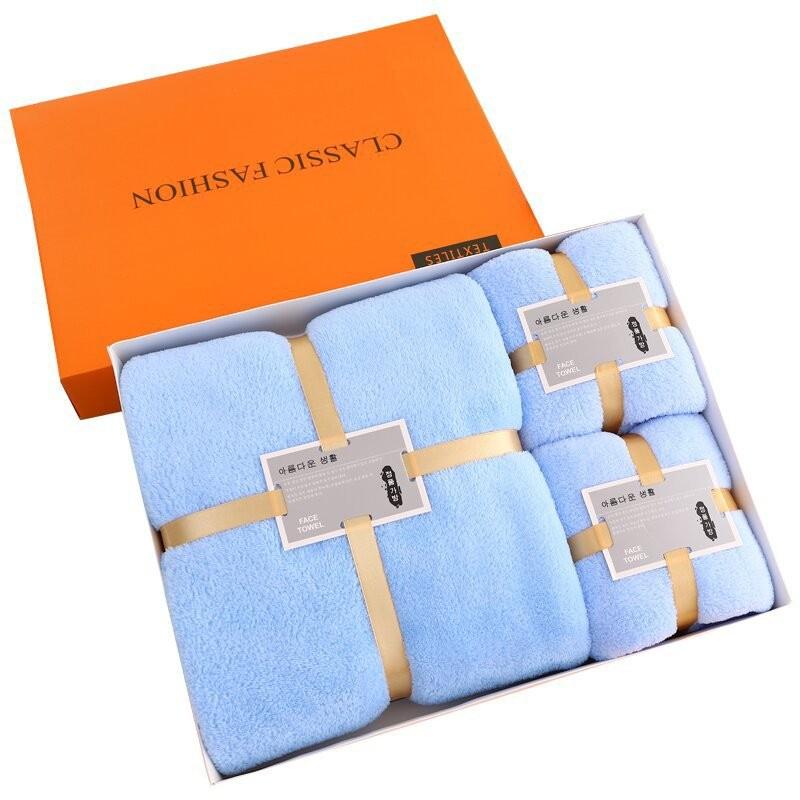 Combo 3 Khăn Tắm Mặt Gội, Chất Liệu Lông Cừu San Hô Dày Dăn, Mềm Mịn, Siêu Thấm Hút, Khổng Sổ Lông Phai Màu