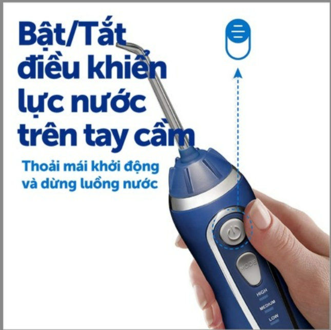 Máy Tăm Nước Du Lịch WATERPIK WP-563, Máy Tăm Nước Không Dây, Áp Lực Nước Mạnh, Loại Bỏ Tới 99,9% Mảng Bám, Hoàn Hảo Cho Niềng Răng, Cấy Ghép, 3 Cài Đặt Áp Suất Khác Nhau, Nhập Đức, Bảo Hành 12 Tháng