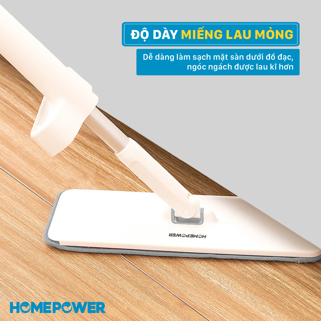 Cây Lau Nhà Tự Vắt Thông Minh 360 Độ Homepower CS-01, Thân Nhôm Sang Trọng, Cao Cấp, Bông Lau Microfiber Siêu Thấm Hút