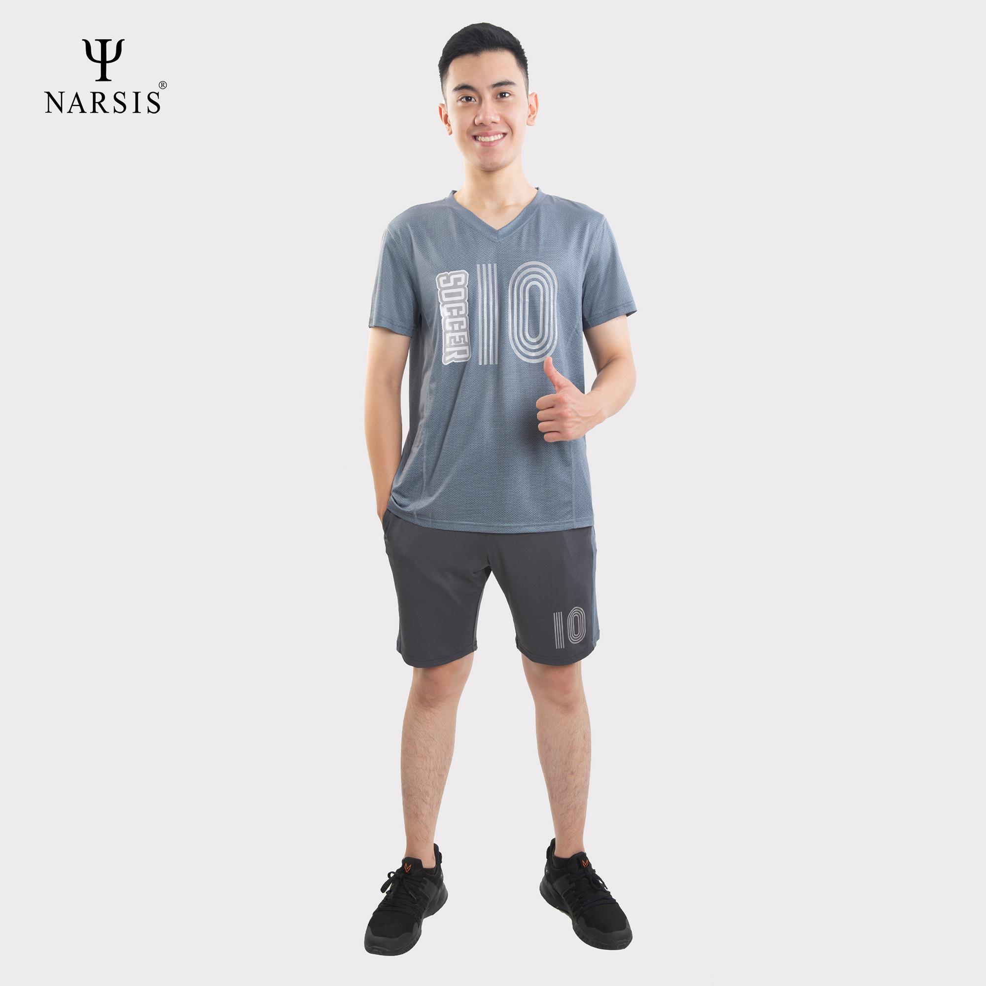 Bộ đồ hè nam Narsis E0004 màu ghi đậm vải lỗ