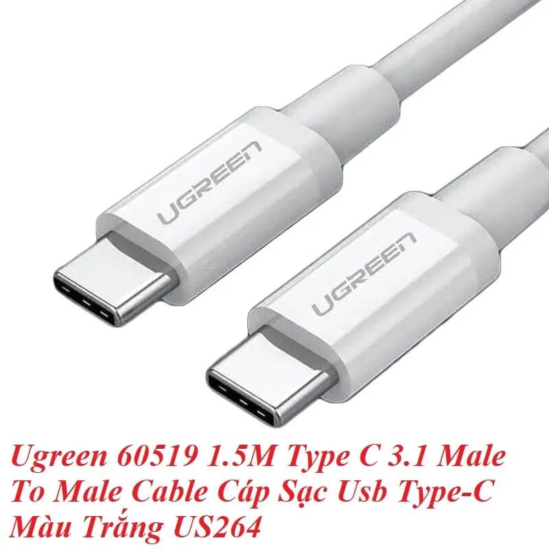 Ugreen UG60519US264TK 1.5M màu trắng Dây USB Type-C sang USB Type-C - HÀNG CHÍNH HÃNG