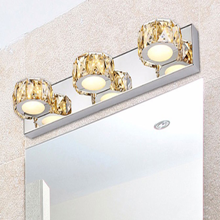 Đèn gắn tường trang trí rọi gương thiết kế hiện đại 3 hình tròn bọc pha lê