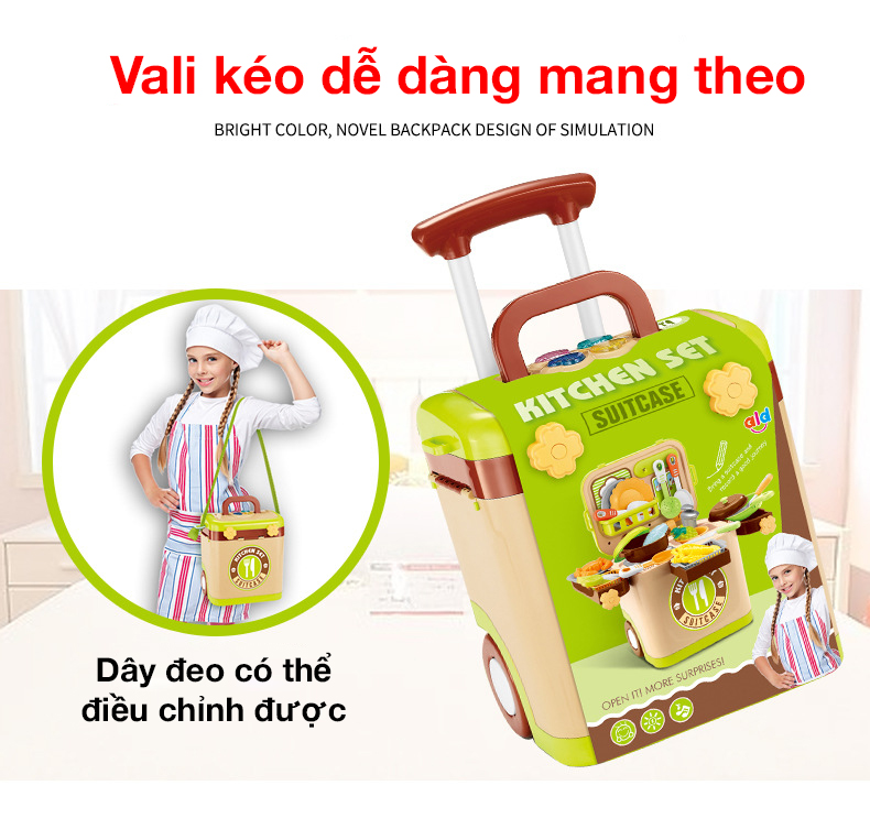 Bộ đồ chơi nhà bếp KAVY L666-36 có vali đựng, kéo tiện lợi có âm thanh và ánh sáng nâng cao hiểu biết và giao tiếp của bé