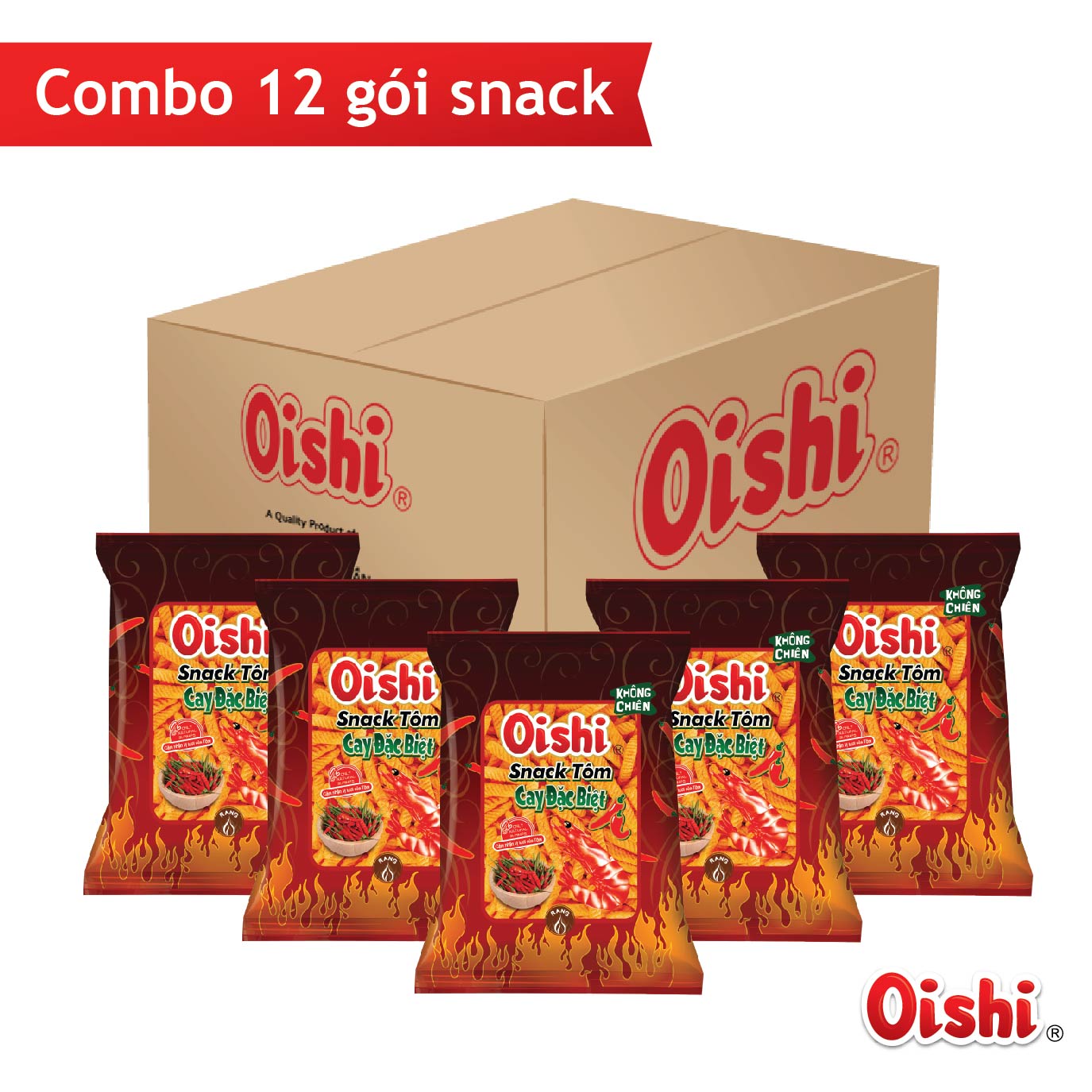 Combo 12 gói Oishi Snack Tôm Cay Đặc Biệt