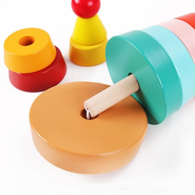 Tháp Xếp Chồng Cầu Vồng Kim Tự Tháp Giáo Cụ Montessori Kích Thích Khả Năng Vận Động Cho Bé