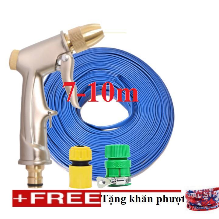 Bộ dây vòi xịt nước rửa xe, tưới cây . tăng áp 3 lần, loại 7m, 10m 206701-1 đầu đồng,cút, + tặng khăn phượt