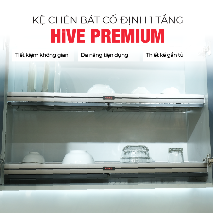 KỆ CHÉN BÁT CỐ ĐỊNH PREMIUM TREO TỦ BẾP