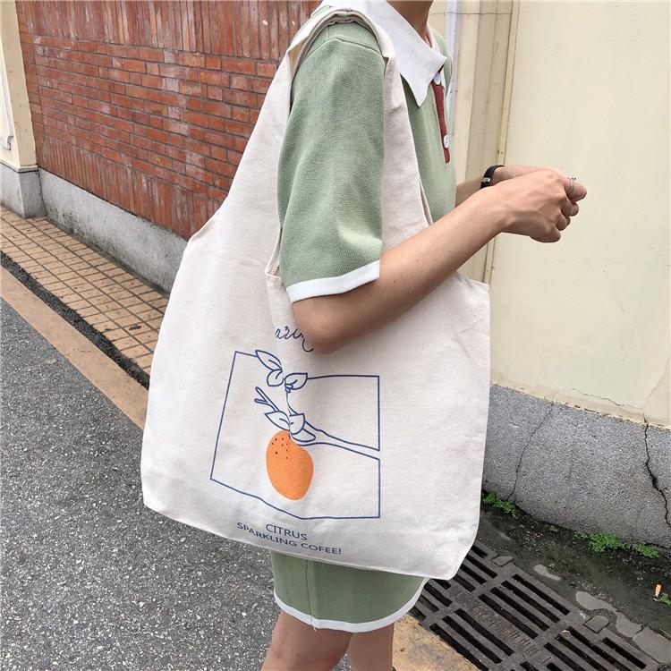 Túi tote vải đeo chéo canvas bag đi học 2020