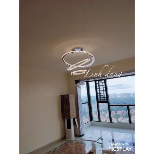 Đèn thả Ca Sỹ Pha Lê ba vòng 40 60 80,3 màu ánh sáng,Trang trí ngôi nhà hiện đại. DT