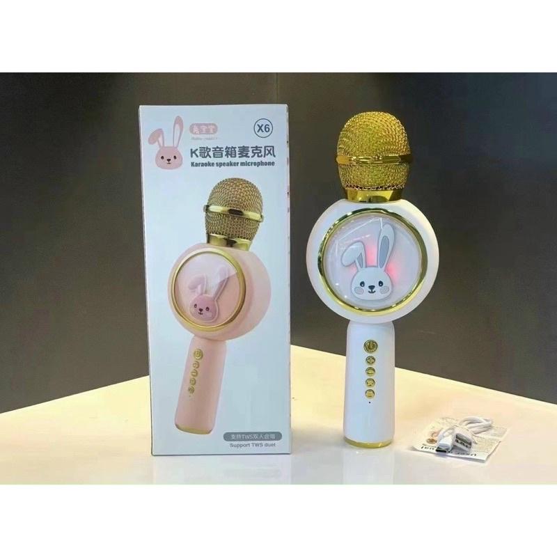 Micro Karaoke Bluetooth Không Dây Kèm Loa X6 Hình Thỏ Đáng Yêu Âm Thanh Hay Trầm Ấm Hát Hay Bắt Mic Tốt Bảo Hành 6 Tháng