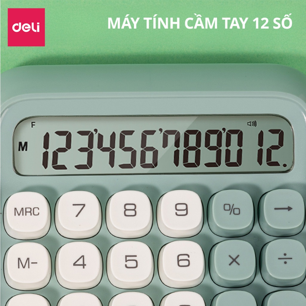 Máy Tính Để Bàn 12 Số Thiết Kế Mới Deli - Máy Tính Cầm Tay Màn Hình LCD Chất Lượng Cao Dùng Cho Văn Phòng