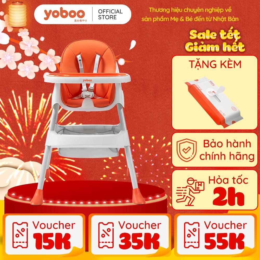 Ghế ăn dặm cho bé Yoboo YB-0015 gồm khay ăn khay chứa đồ, điều chỉnh chiều cao ghế và độ rộng khay ăn - Hàng chính hãng