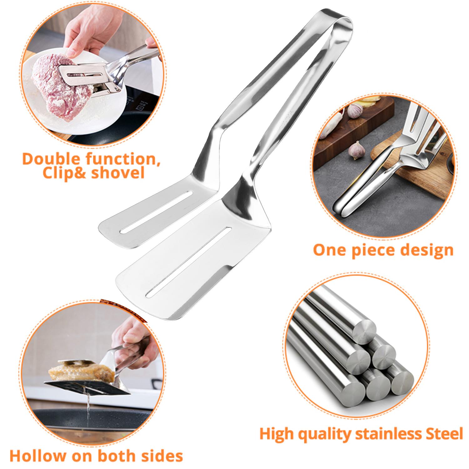Dụng cụ kẹp và lật thịt cá, xẻng chiên cá bằng thép không gỉ 304 cứng cáp và bền
