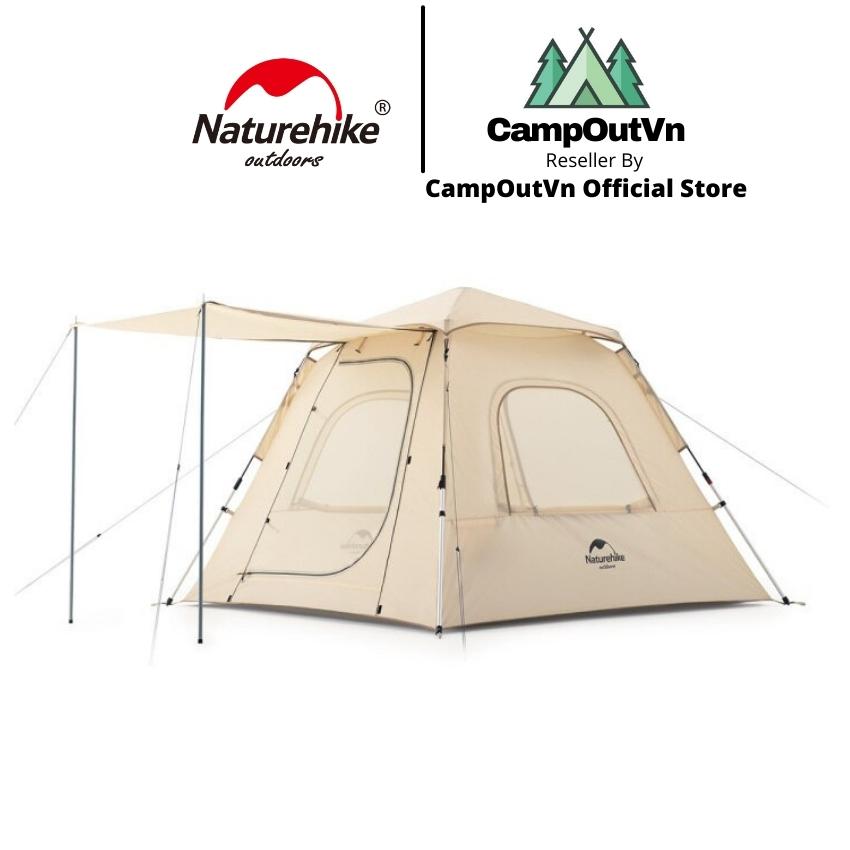 Lều cắm trại Naturehike tự bung vintage 4 người mái che glamping du lịch dã ngoại A436