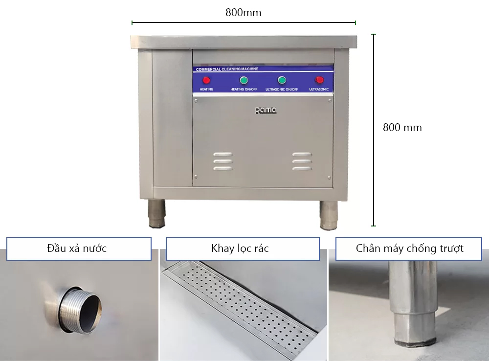 Máy rửa bát sóng siêu âm nhà hàng Rama RB800 dung tích 108L - Hàng chính hãng