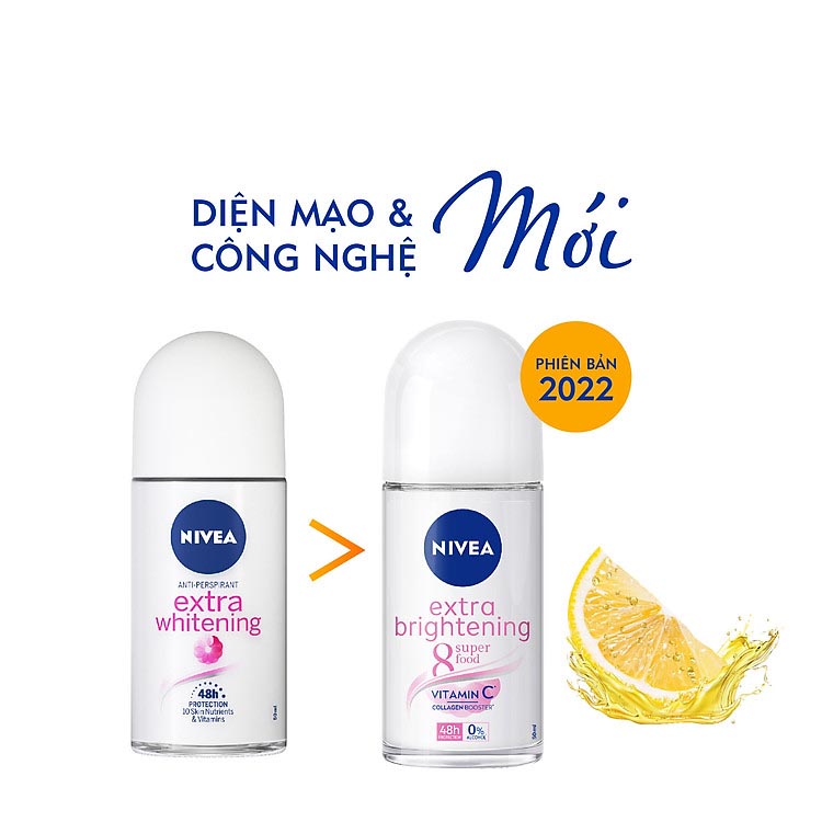 Lăn Ngăn Mùi NIVEA Extra Whitening Trắng Mịn Mờ Vết Thâm (50ml) - 83747