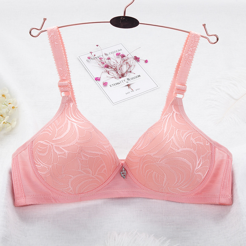 Áo lót trơn không gọng mút đệm vừa cotton thêu vân gân lá