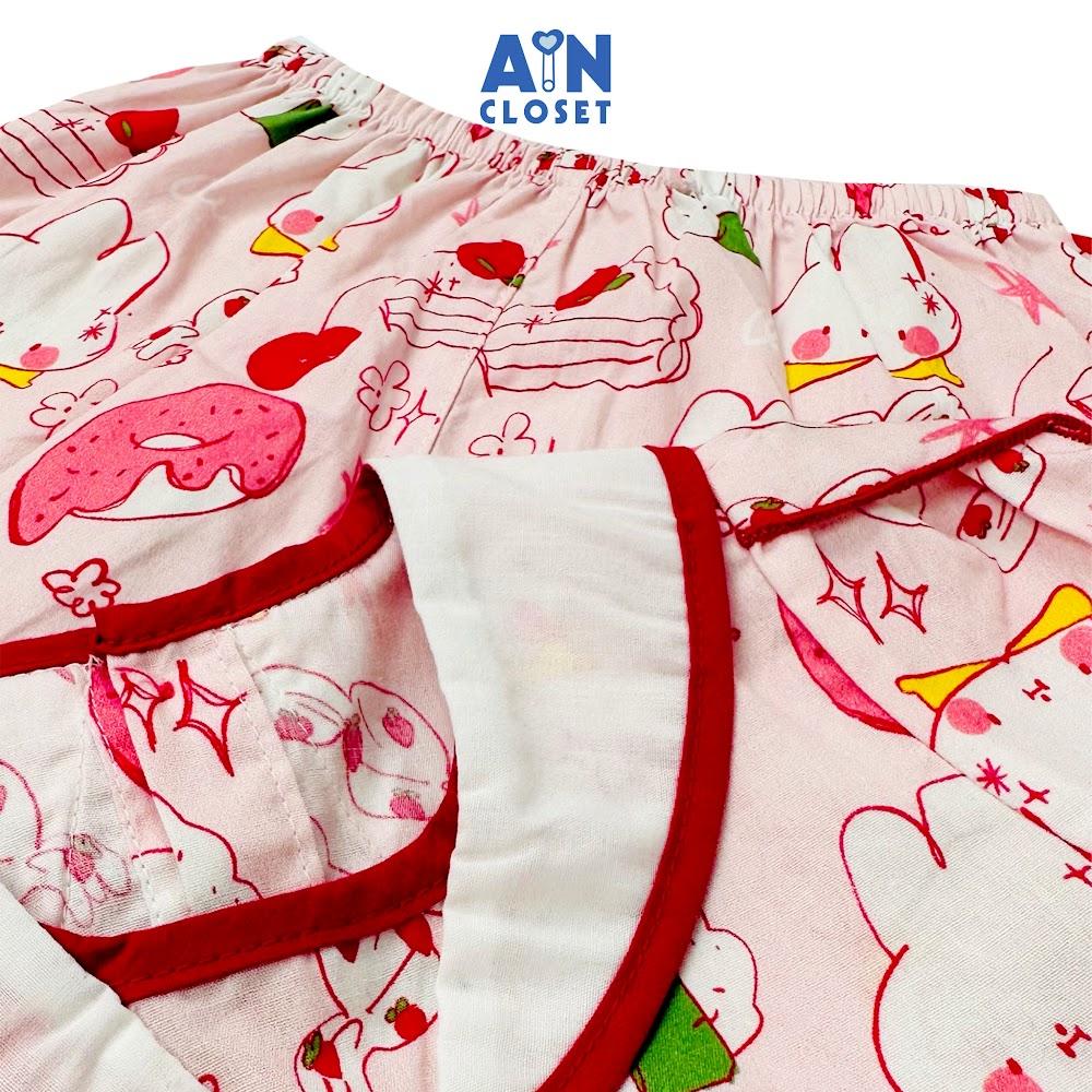 Bộ quần áo ngắn bé gái họa tiết Thỏ Inaba hồng cotton - AICDBGN2W93P - AIN Closet
