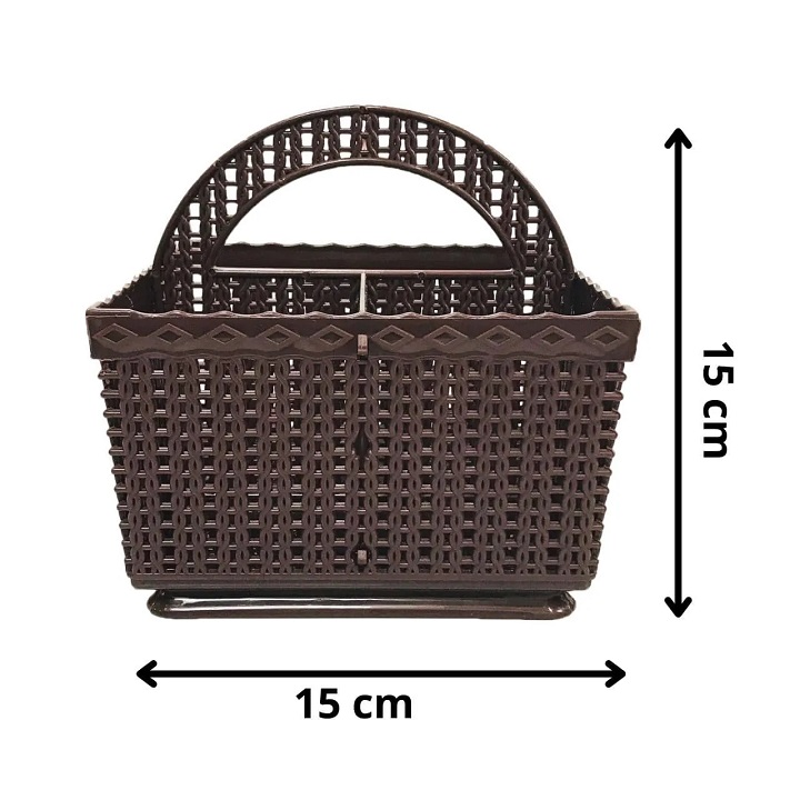 Giỏ đựng đồ nhựa vuông 3 ngăn có quai xách đa năng kích thước 15 cm x 15 cm x 18 cm