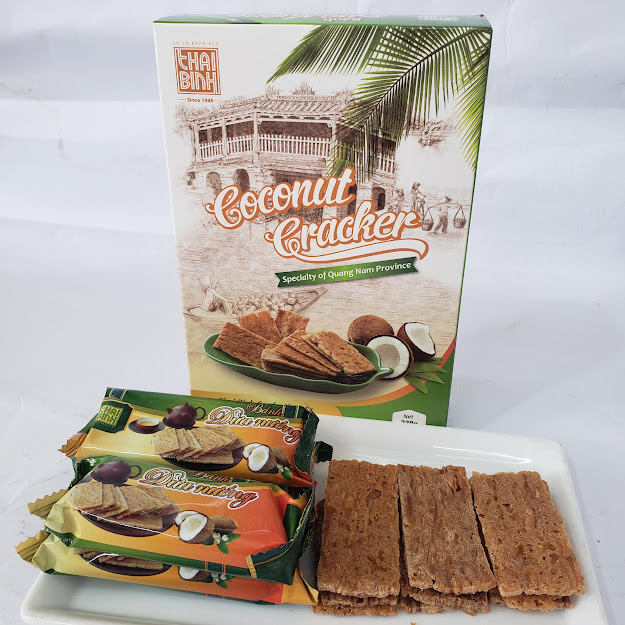 Đặc Sản Nha Trang- Bánh Dừa Nướng Thái Bình, Giòn Không Cứng, Thơm Ngon Seavy Hộp 230g