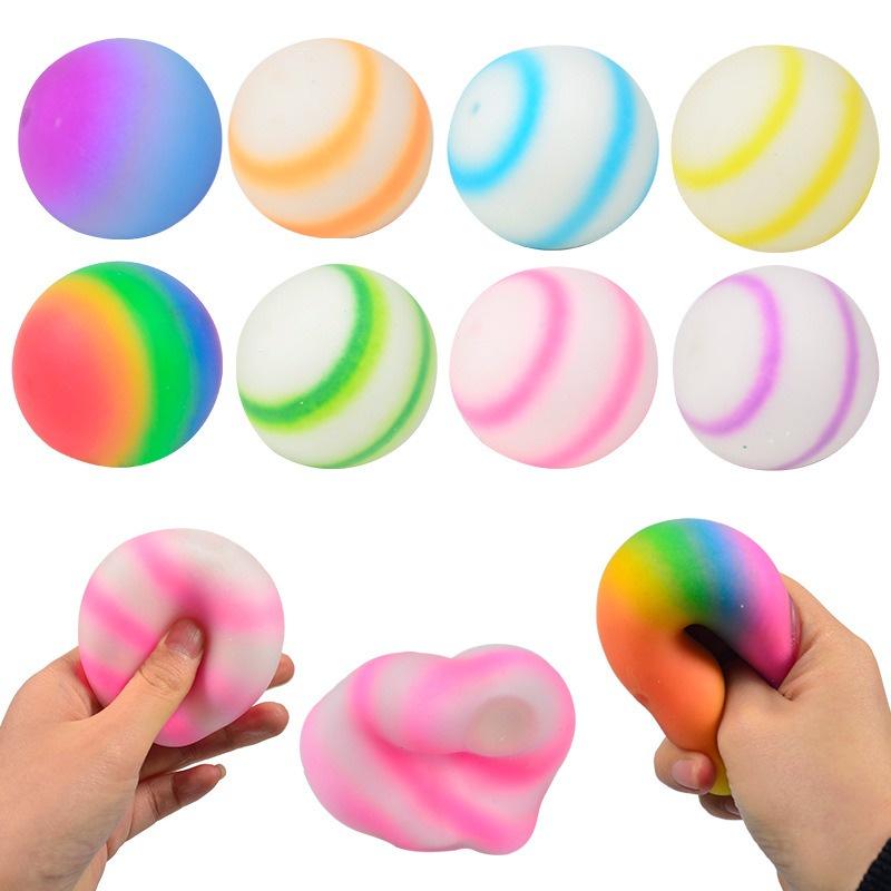 Squishy quả bóng tròn 2 sọc nhiều màu cực đẹp đồ chơi bóp tay mềm mịn giảm stress đàn hồi chậm tăng