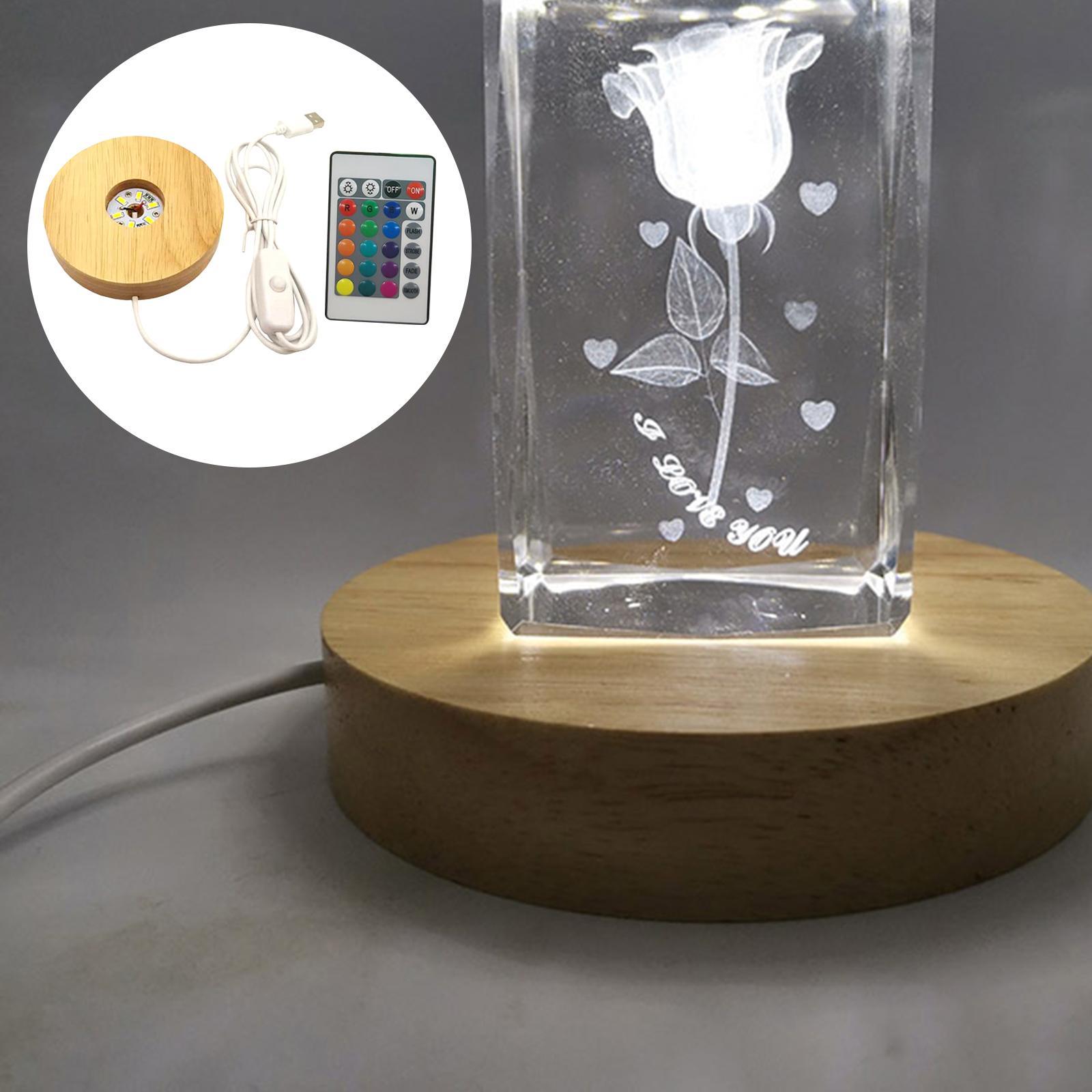 LED Night Light Base Acrylic Display Stand Lamp USB for Crystals Jewelry