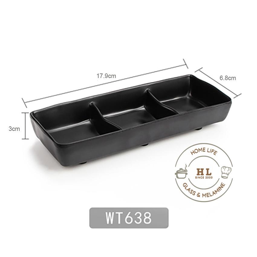 Muối tiêu tròn - lá , 1-2-3 ngăn Melamine 100% Ngọc Đen Mờ | ĐĨA MUỐI TIÊU CHẤT LIỆU MELAMINE ĐEN NGỌC HÀN QUỐC