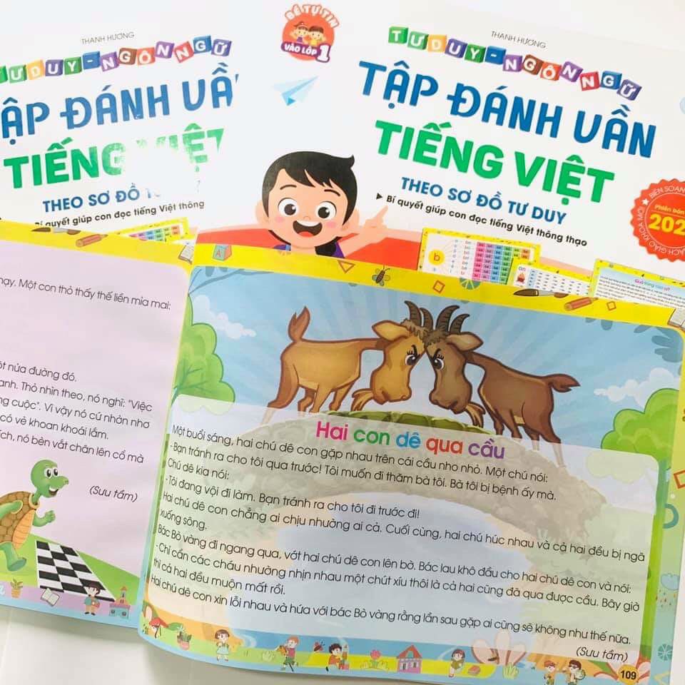 Combo Vở Tập Đánh Vần Tiếng Việt phiên bản mới nhất 2021 + 40 Thẻ Học Flashcard - Tặng 1c bút chì hoạt hình