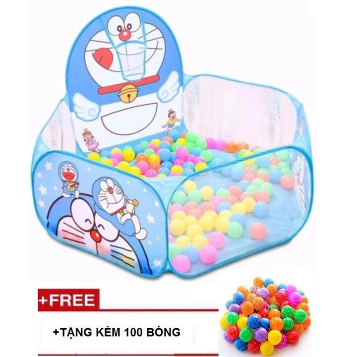 Nhà bóng rổ đoremon cho bé Tặng kèm 100 quả bóng