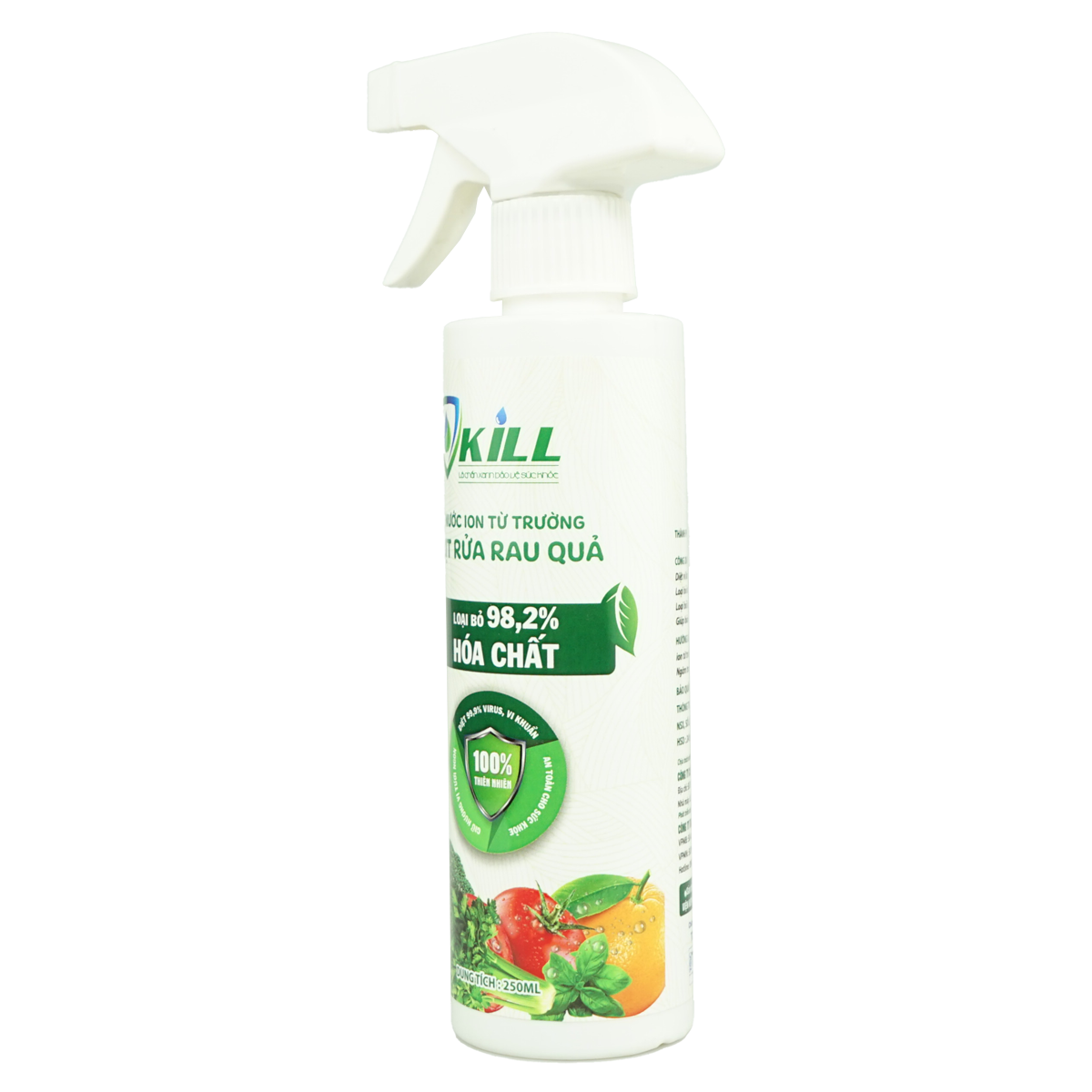 Nước xịt rửa rau củ quả Vkill 250ml Khử trùng khử khuẩn nhanh với ion từ tường mang lại bữa cơm sạch và lành mạnh