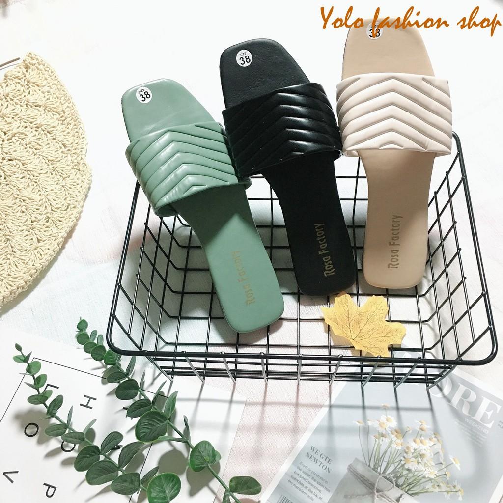 Hình thật-DL26-Dép lê nữ quai ngang chữ V da mềm êm chân