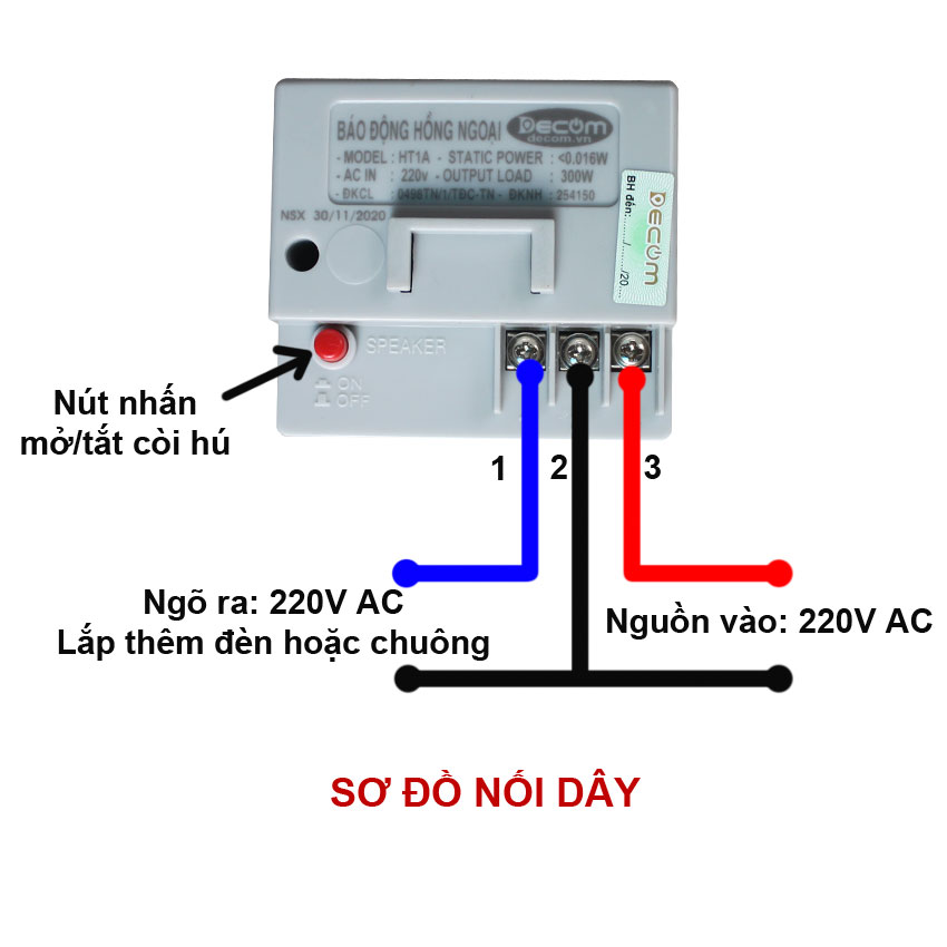 Thiết bị báo chống trộm gia đình bằng hồng ngoại Decom HT1A