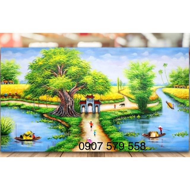 Tranh thêu quê hương thanh bình lv3041 kt 96 x57 cm