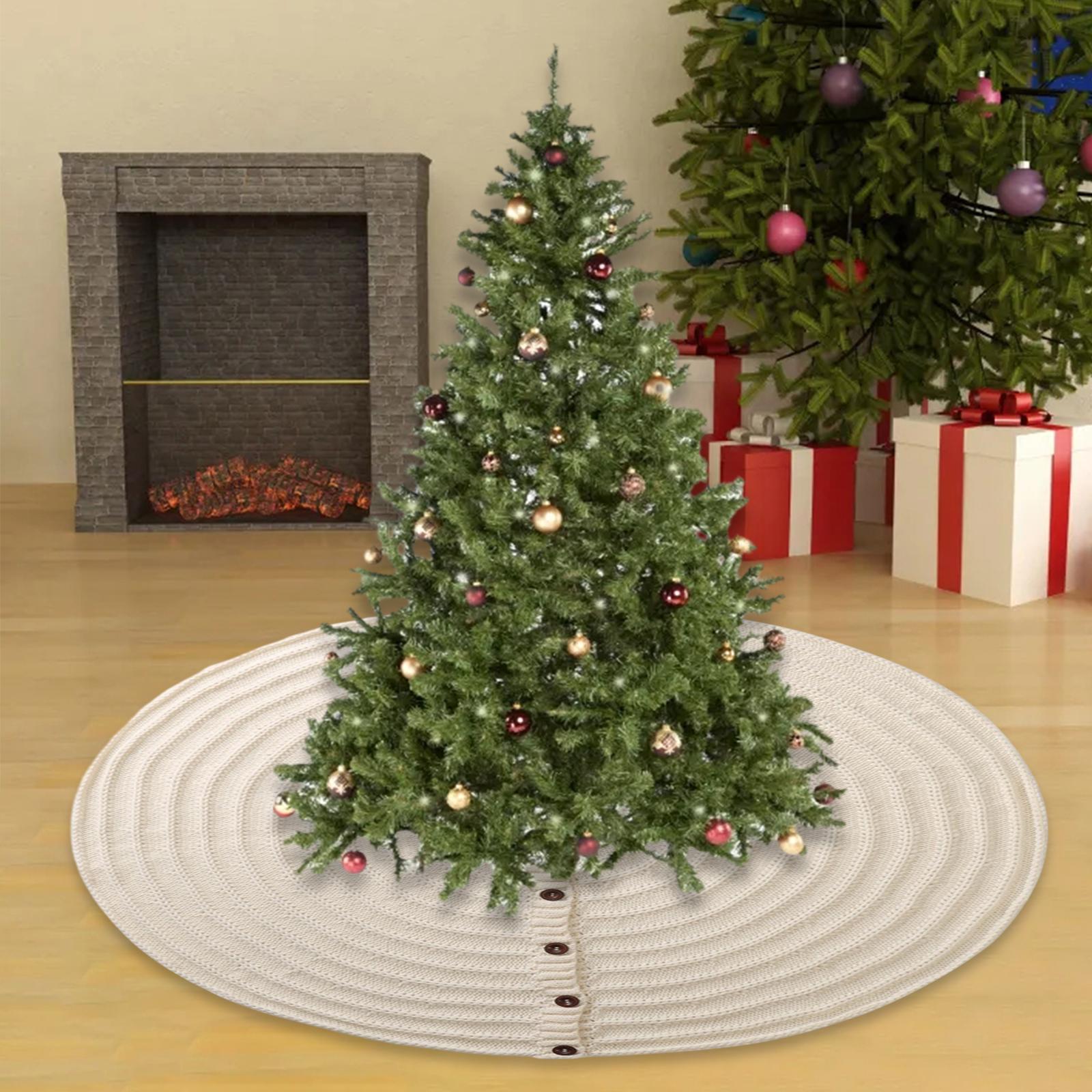 Christmas Tree Skirt Round Christmas Ornaments for New Year Family Farmhouse