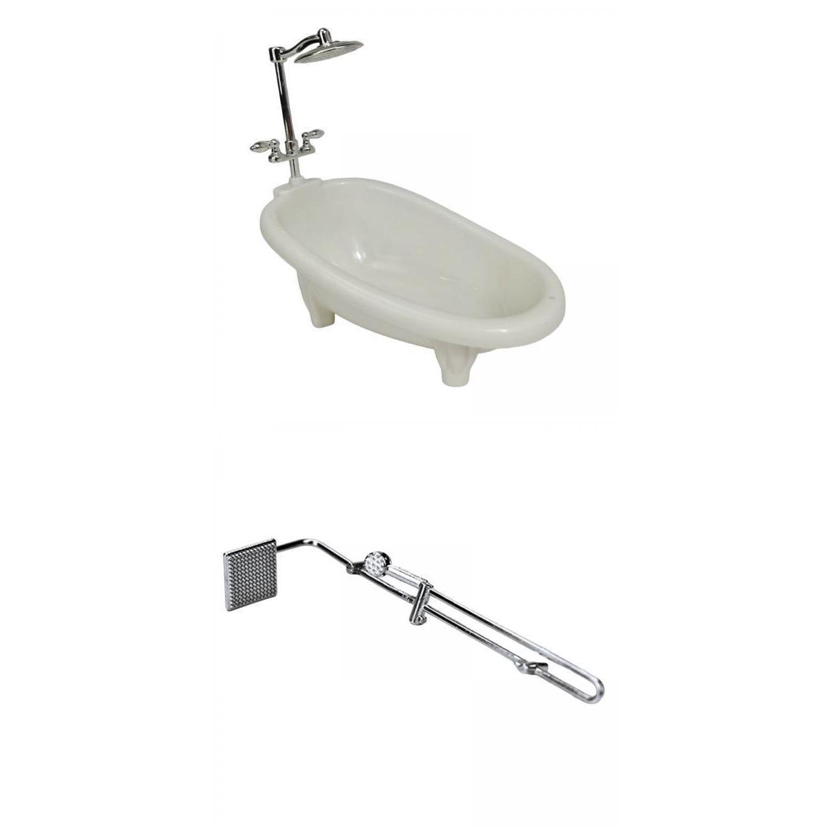 1:12 Scale Dollhouse Simulation Bathroom Shower Accessory Bathtub and Shower Rod Model for Dolls House Decoration DIY Toy