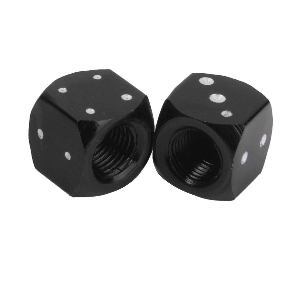 2Pcs Valve Motorcycle Car Tire Valve Metal Dice Black