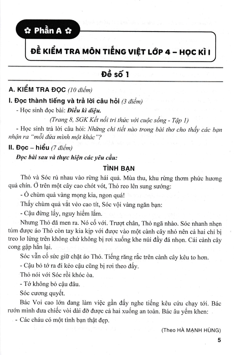 Bộ Đề Kiểm Tra Môn Tiếng Việt Lớp 4 - Tập 1 _HA