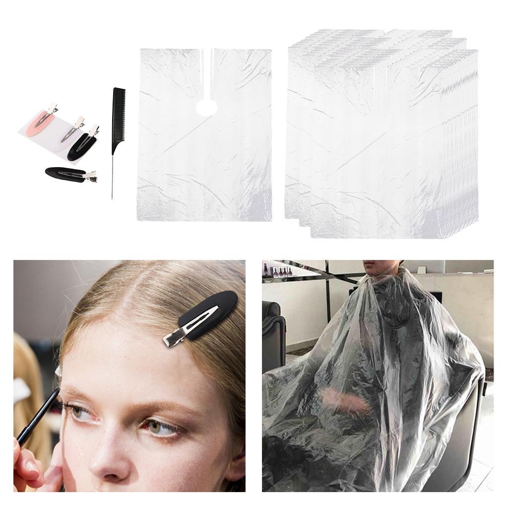 150X Disposable Hair Cutting Cape Gowns Barber Apron w/ Hair Clips and Comb