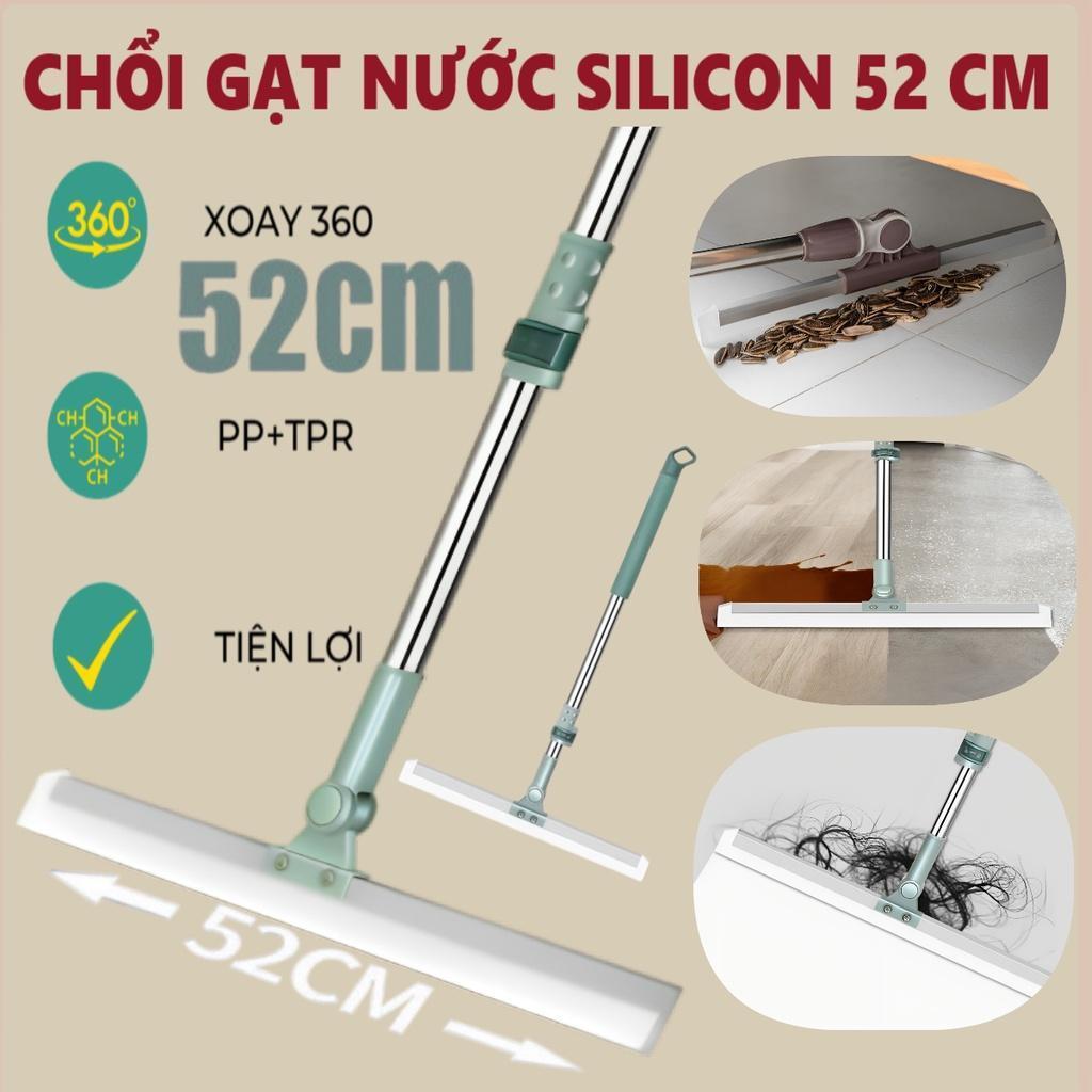 Chổi Gạt Nước Sàn Nhà Tắm Silicon Chống Trượt Xoay Bản To 52cm, Chổi Chà Sàn, Quét Nhà Thông Minh Cán Điều Chỉnh Độ Dài