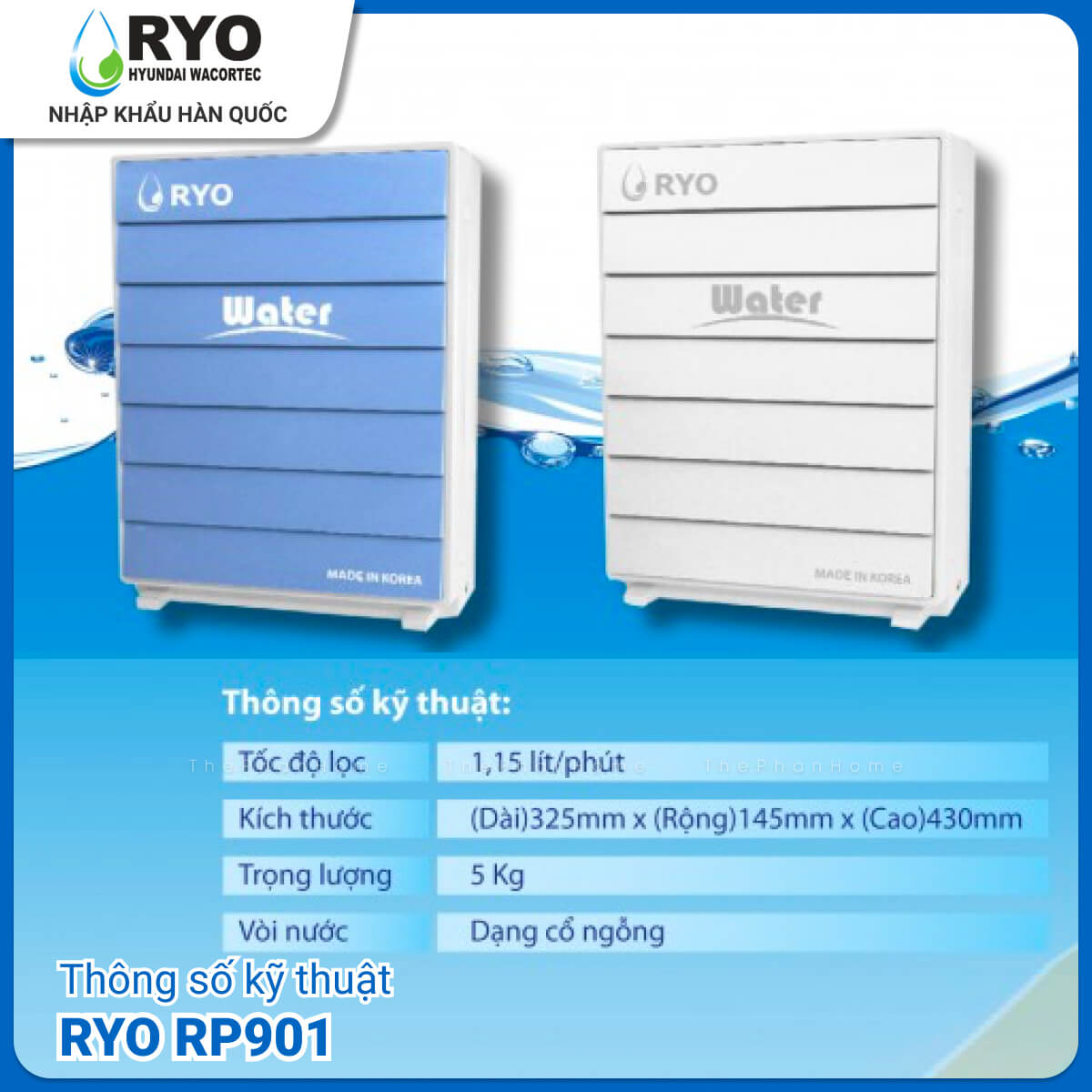 [MIỄN PHÍ LẮP ĐẶT] Máy Lọc Nước RYO Hyundai RP901 - GIAO HỎA TỐC, Không Dùng Điện, Không Nước Thải, Công Nghệ UF 5 Lõi Lọc, 2 Màu Lựa Chọn, Thay Lõi Đơn Giản, Giữ Được Khoáng Chất Tự Nhiên - Hàng Chính Hãng