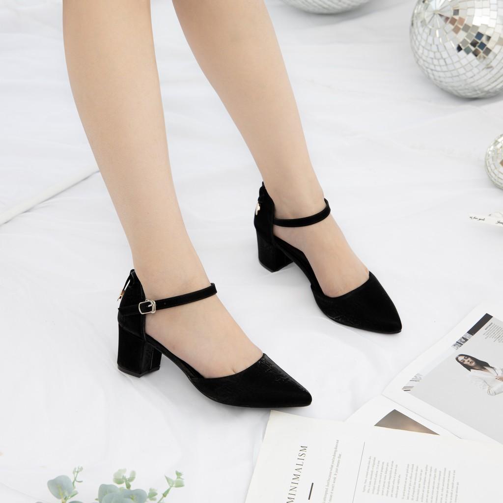 GIÀY CAO GÓT NỮ MWC- CAO GÓT QUAI HẬU-CAO GÓT MŨI NHỌN -CAO GÓT VUÔNG 5CM- CHẤT LIỆU LỤA SATIN SANG TRỌNG NUCG-3970