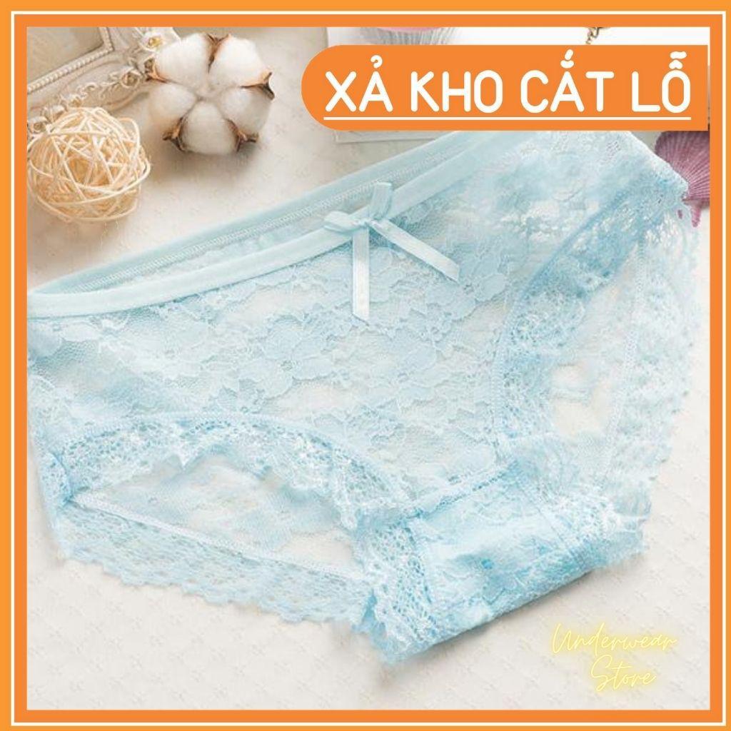 Sét 10 Quần Lót Nữ Ren Hoa Cạp Đính Nơ Chất Mềm Mịn Thoáng Mát